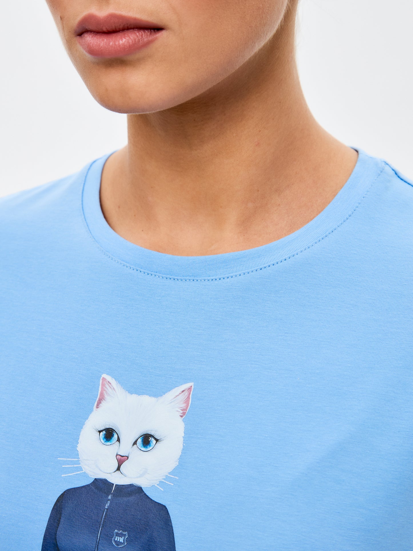 Blue Printed T-shirt SPORT WHITE CAT - T-shirt