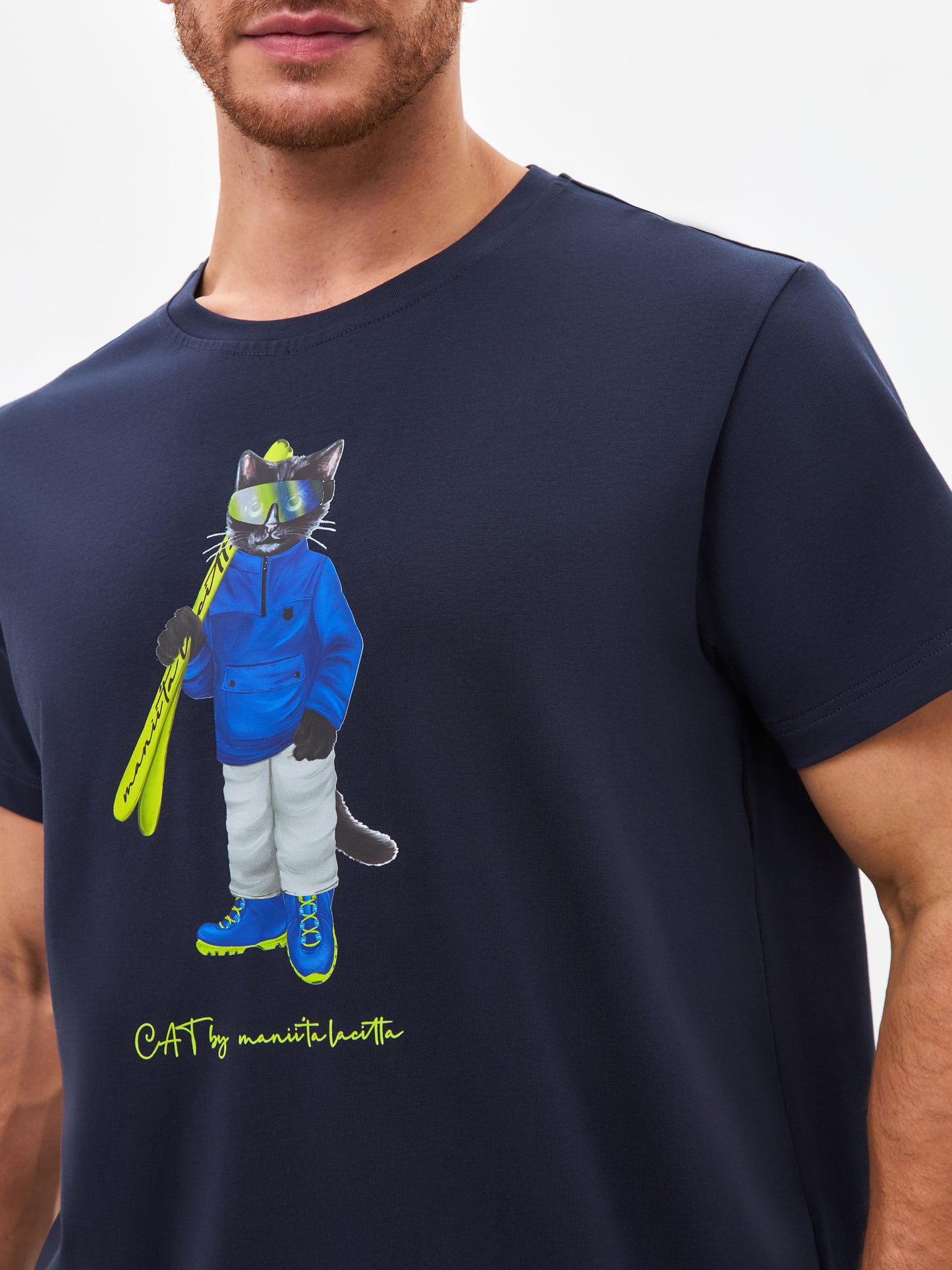 Blue Printed T-shirt SKI CAT