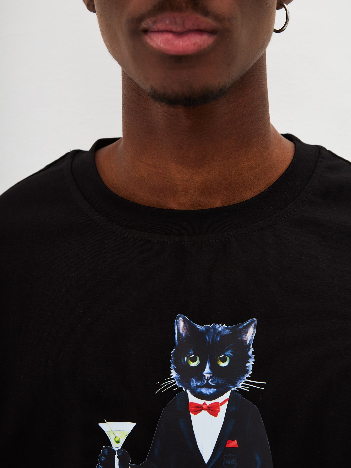 Black Printed T-shirt DANDY CAT - T-shirt