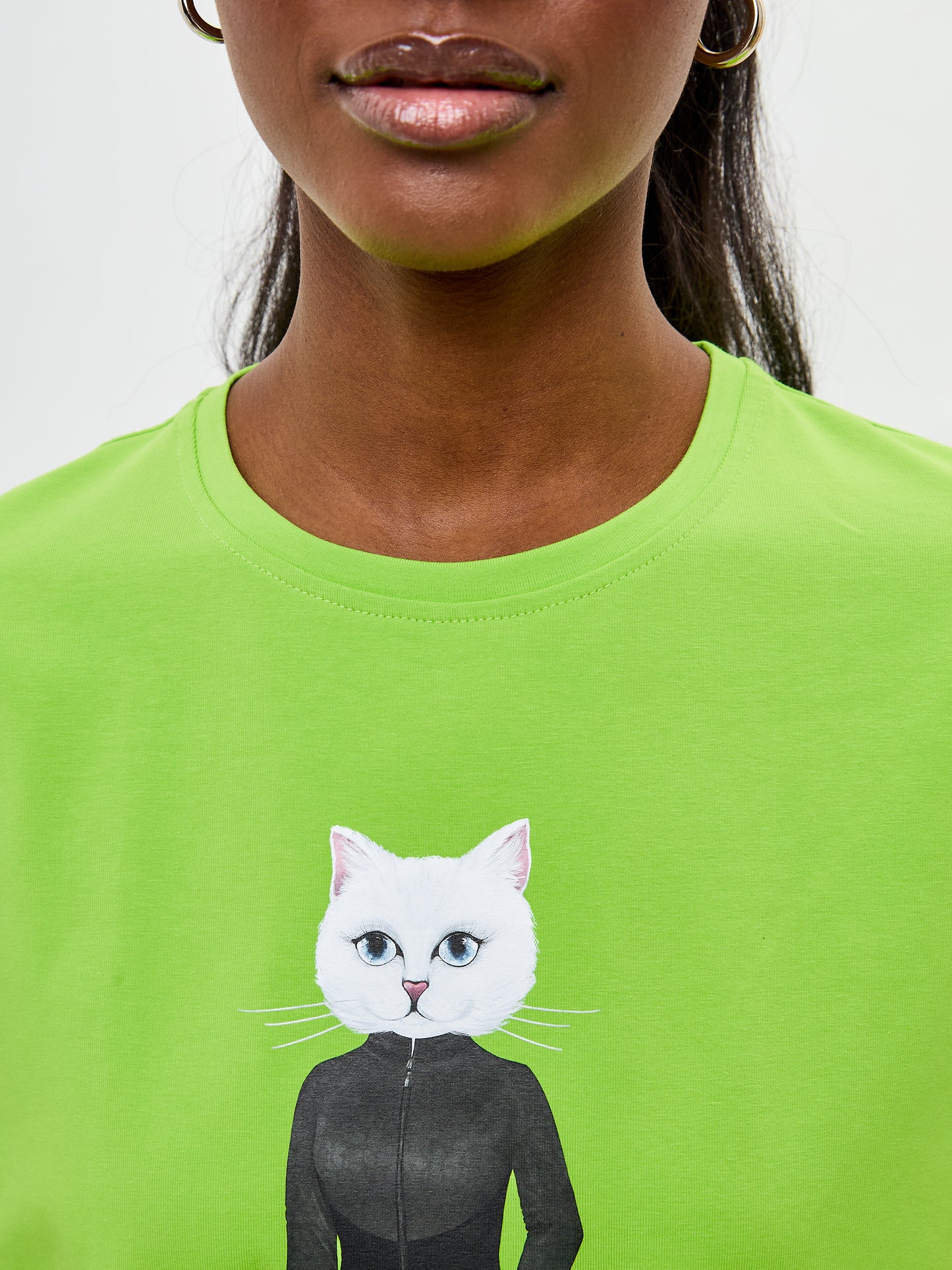 Green Printed short oversized T-shirt SPORT CAT