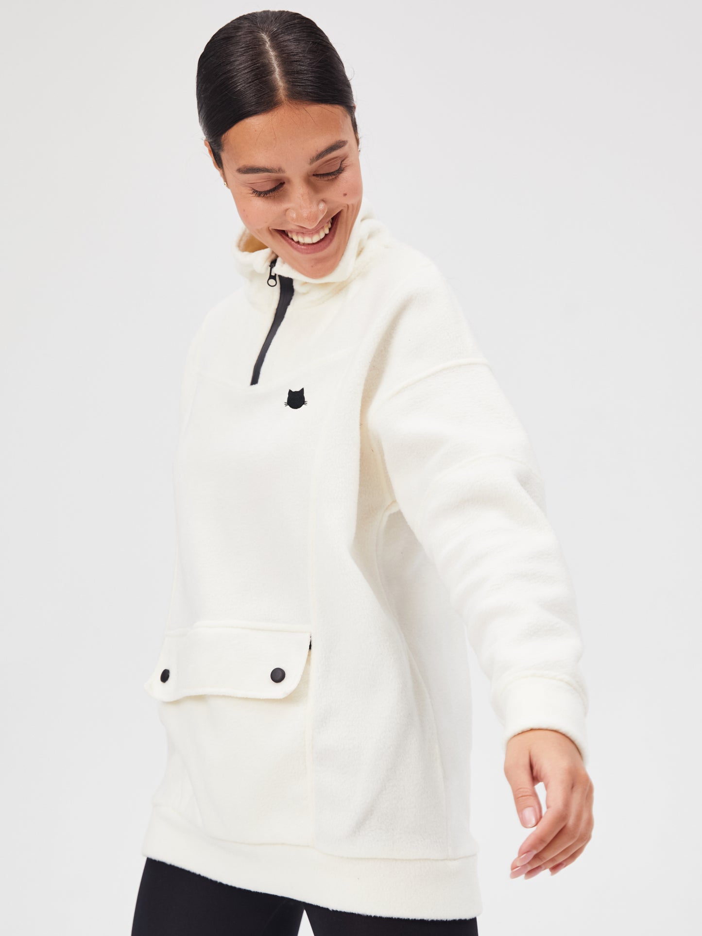 White Fleece sweatshirt - Fleece (recycled)