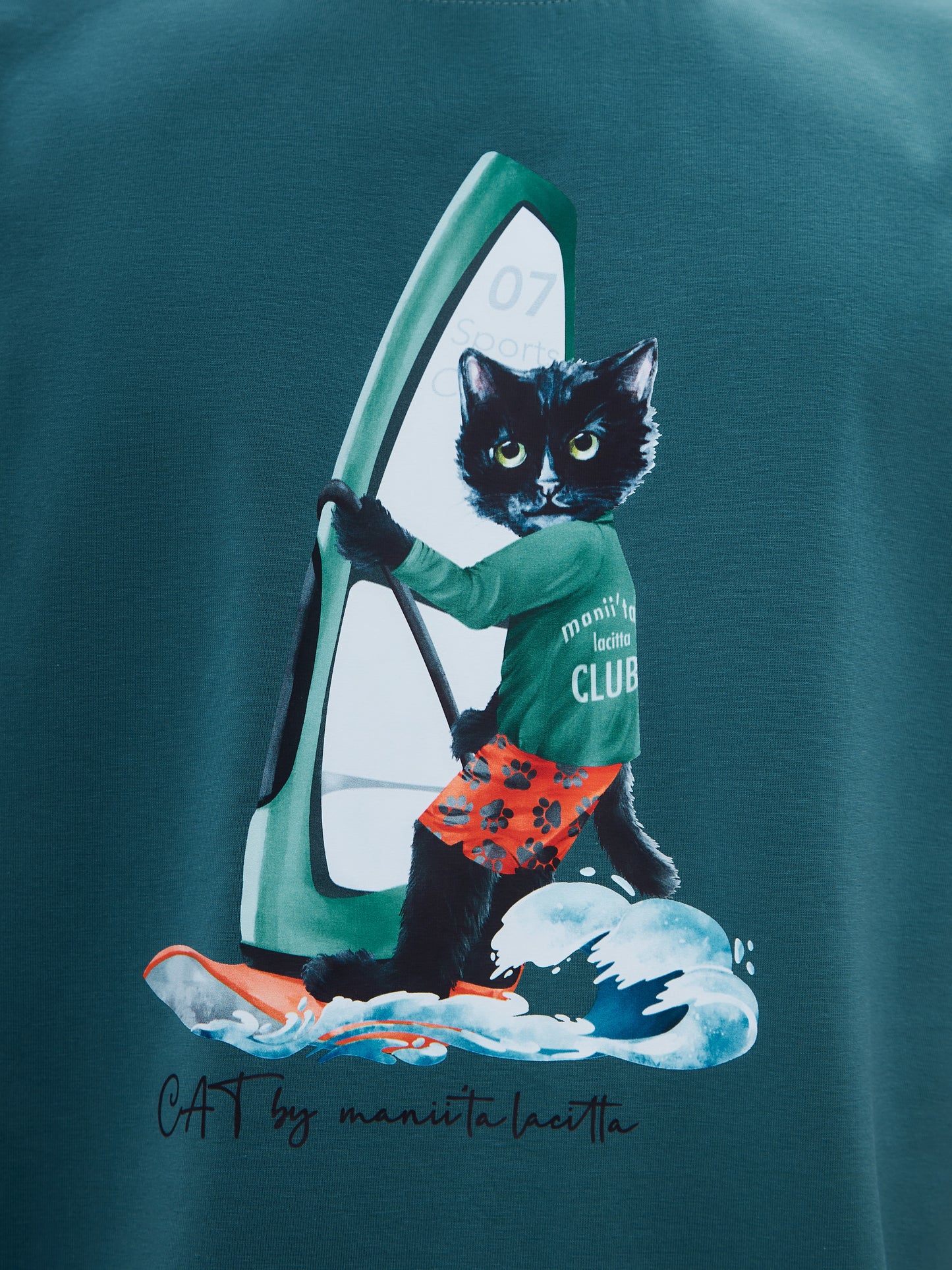 Blue Printed T-shirt SURFER CAT