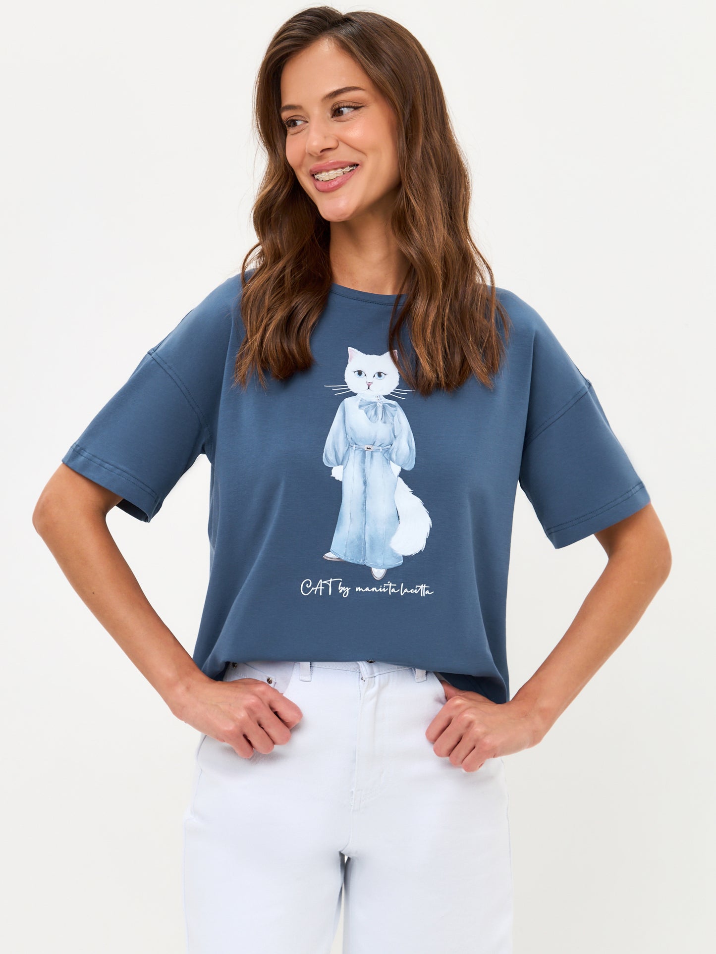 Blue Printed T-shirt DENIM CAT