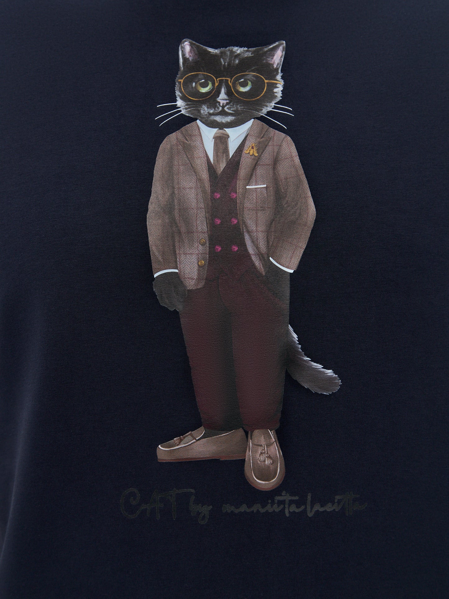 Blue Printed T-shirt PROFESSOR CAT - T-shirt