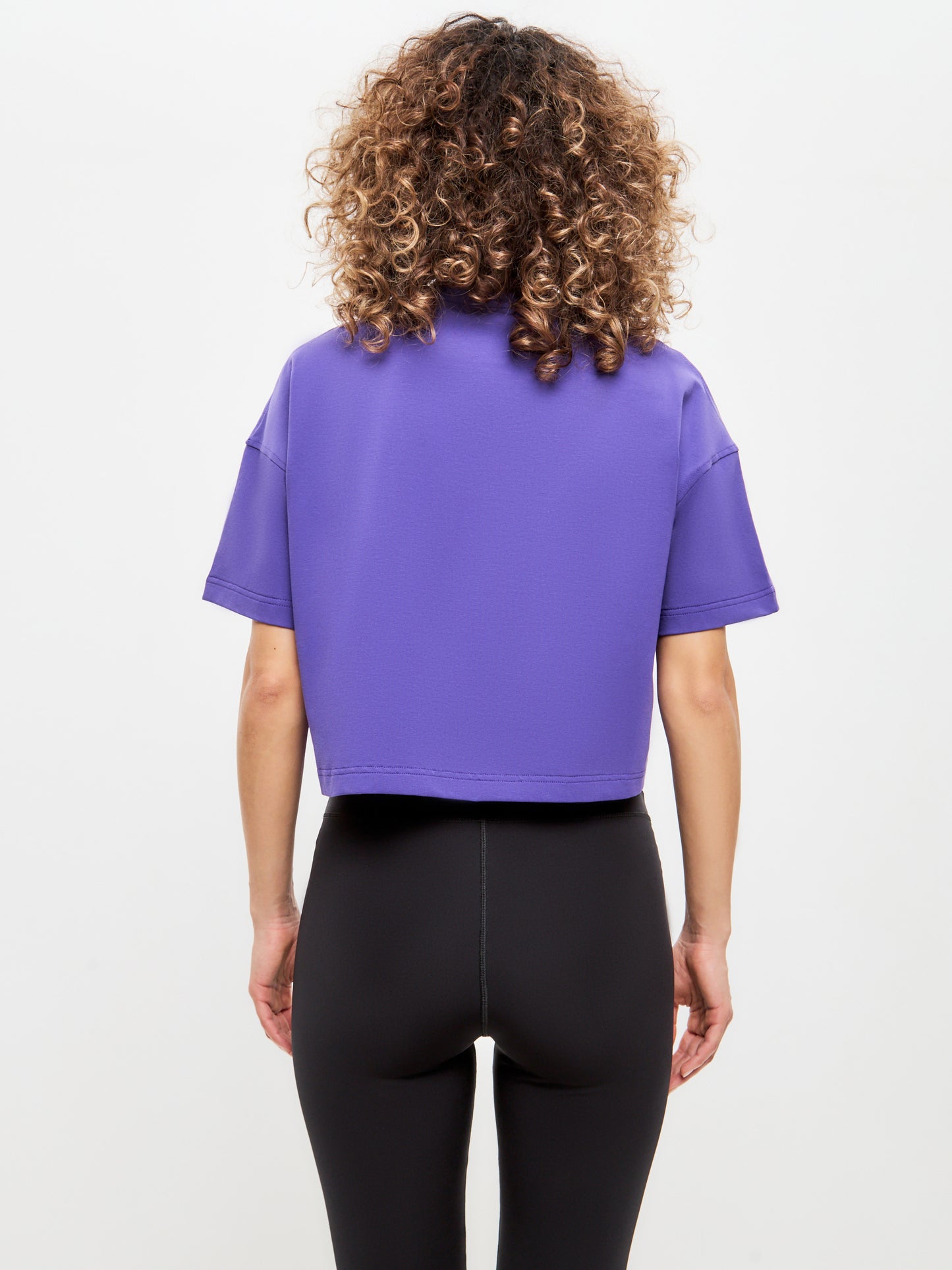 SPORT set: leggins and purple printed short oversized t-shirt with CAT