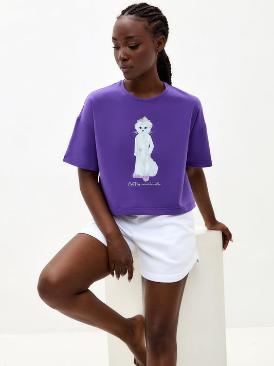 Purple Printed T-shirt SPA CAT