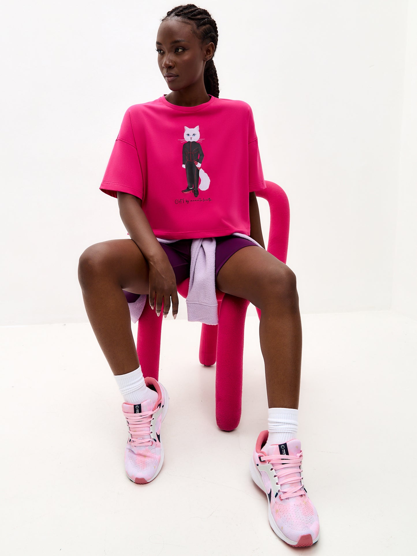 Pink Printed short oversized T-shirt SPORT CAT