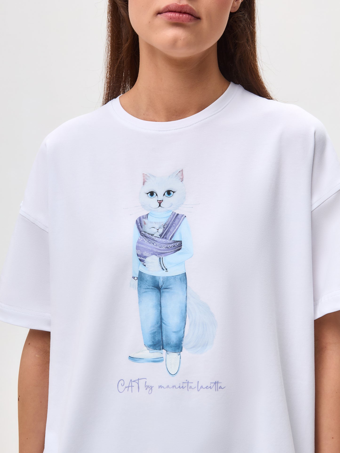 White Printed T-shirt MOTHER CAT