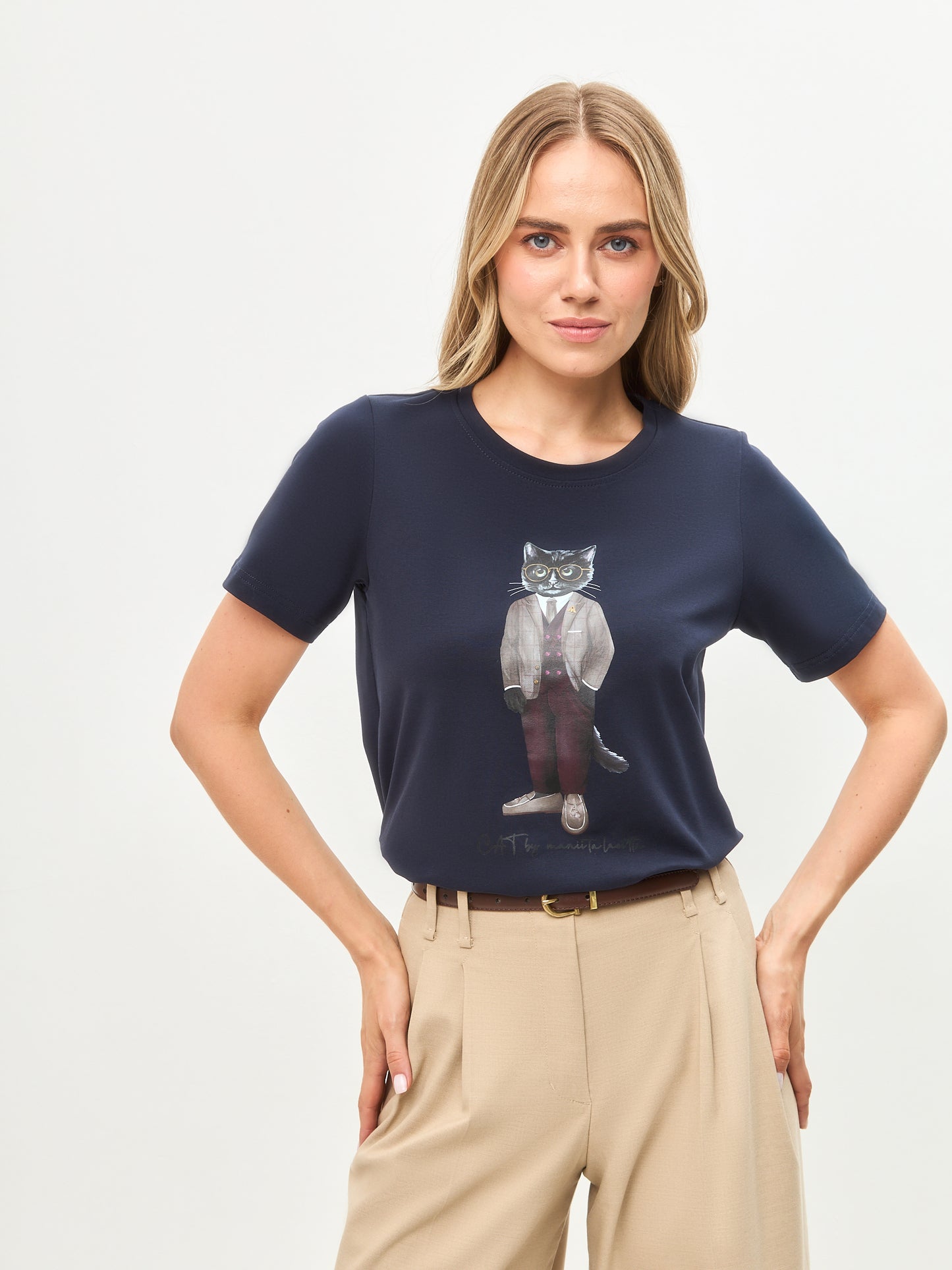 Blue Printed T-shirt PROFESSOR CAT