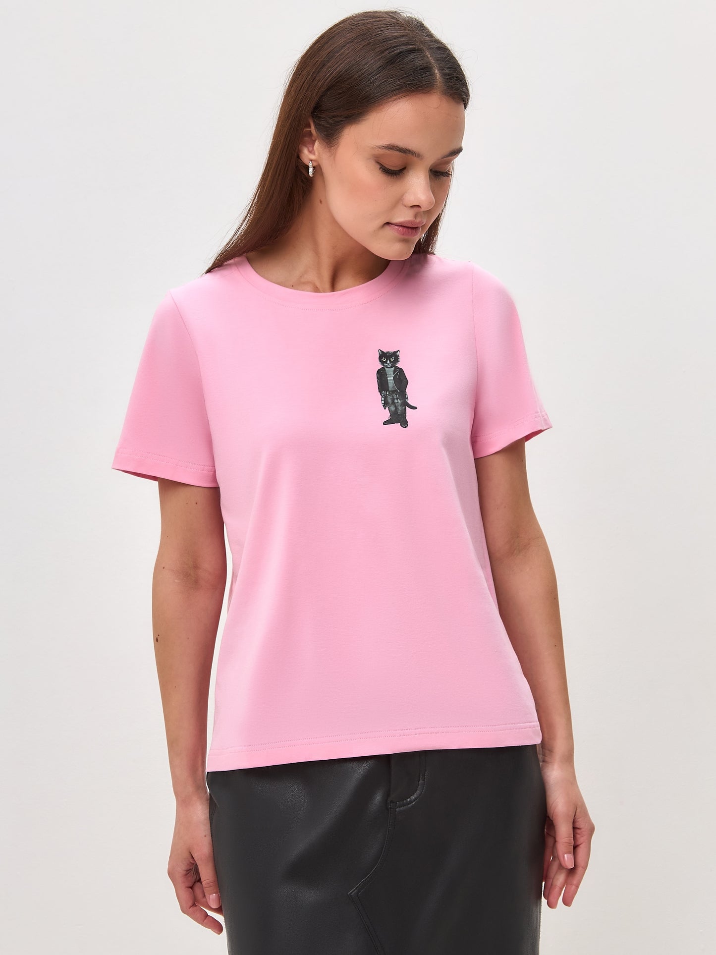 Pink Printed T-shirt ROCKER CAT