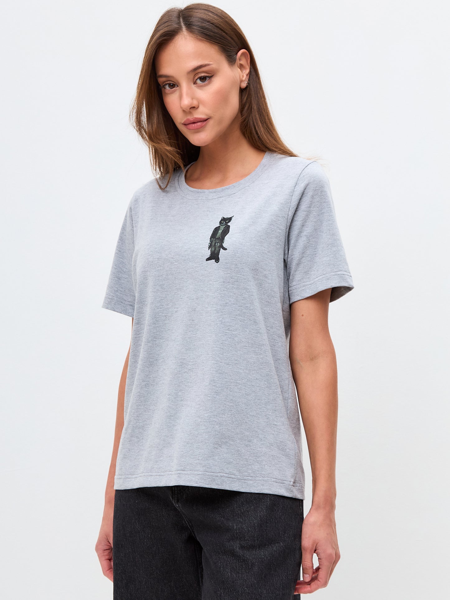 Grey Printed T-shirt ROCKER CAT