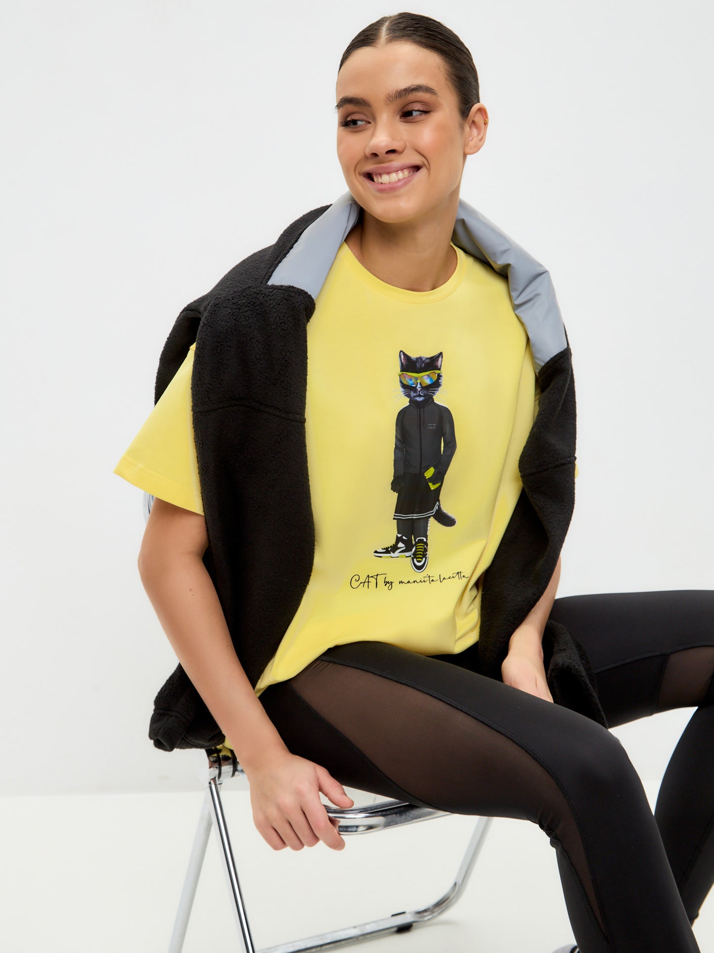 Yellow Printed oversized T-shirt SPORT CAT