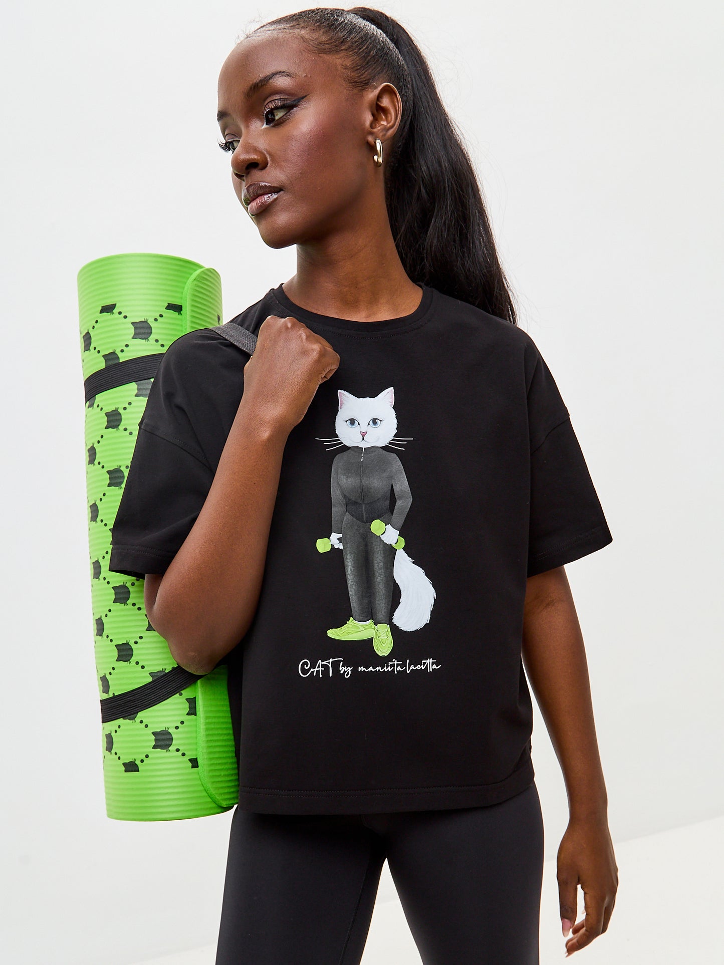 T-shirt noir imprimé SPORT CAT