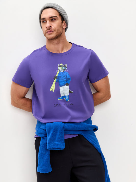 Purple Printed T-shirt SKI CAT