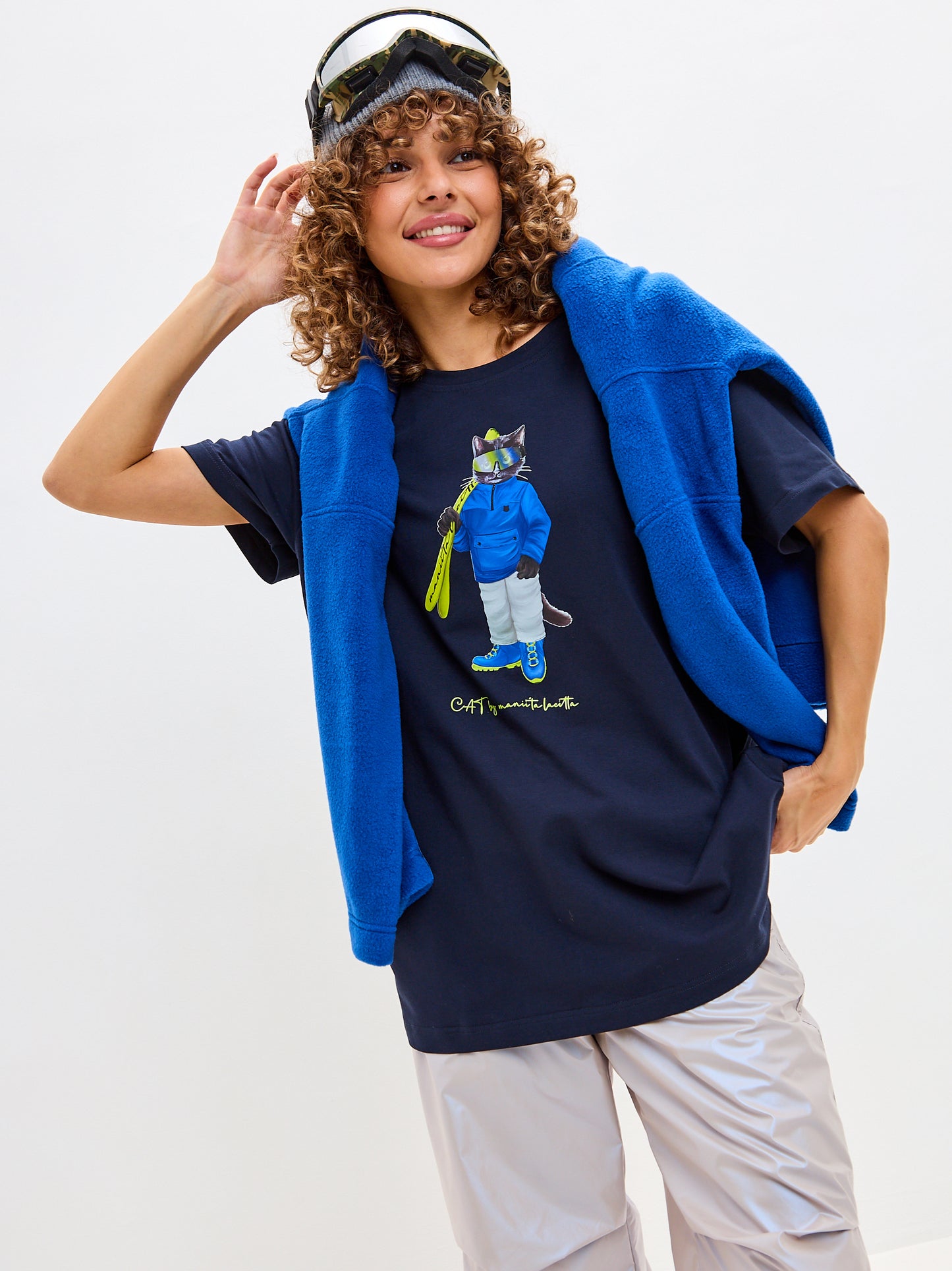 Blue Printed T-shirt SKI CAT