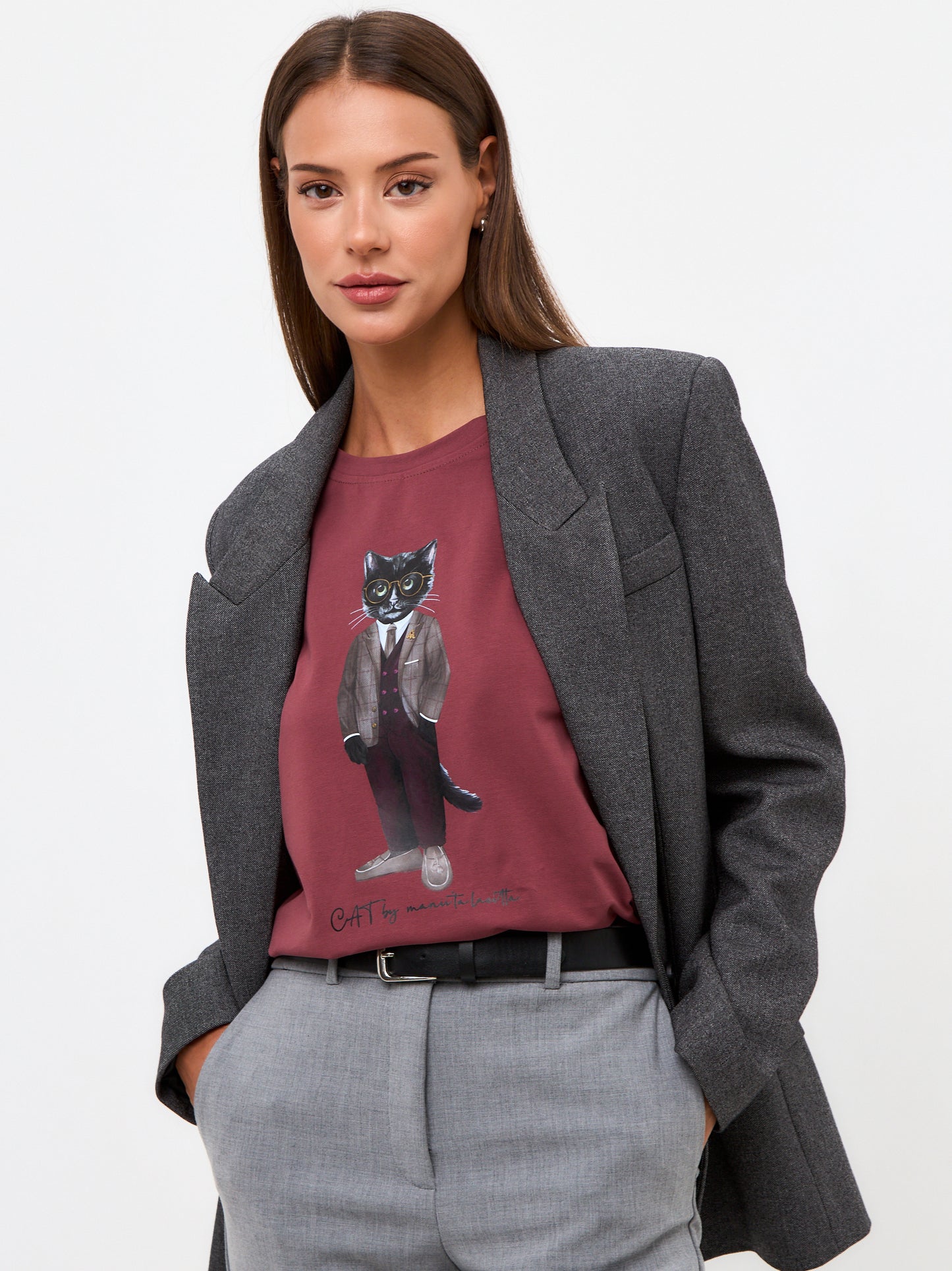 Red Printed T-shirt PROFESSOR CAT