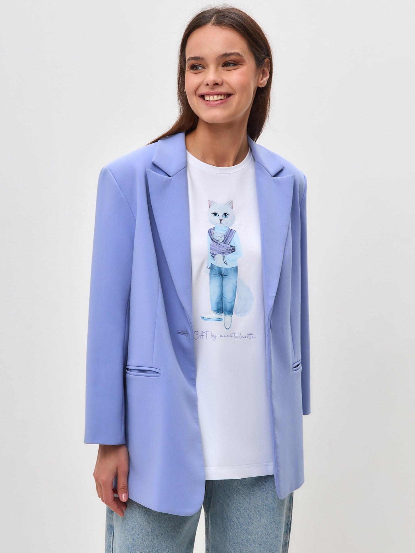 White Printed T-shirt MOTHER CAT