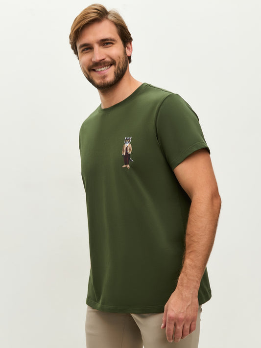 Khaki Printed T-shirt PROFESSOR CAT