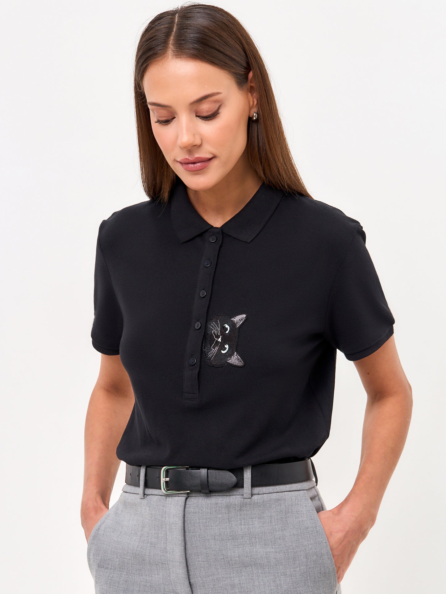 Camiseta Polo Negra CAT