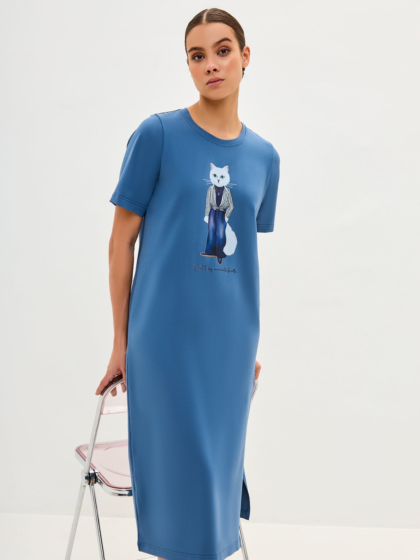 Blue Printed Dress COUNTRY WHITE CAT