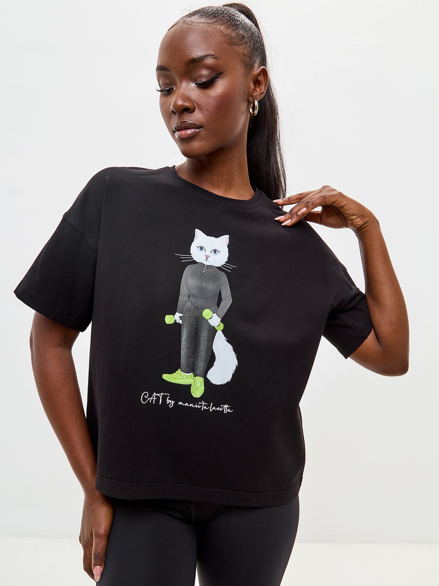 T-shirt noir imprimé SPORT CAT