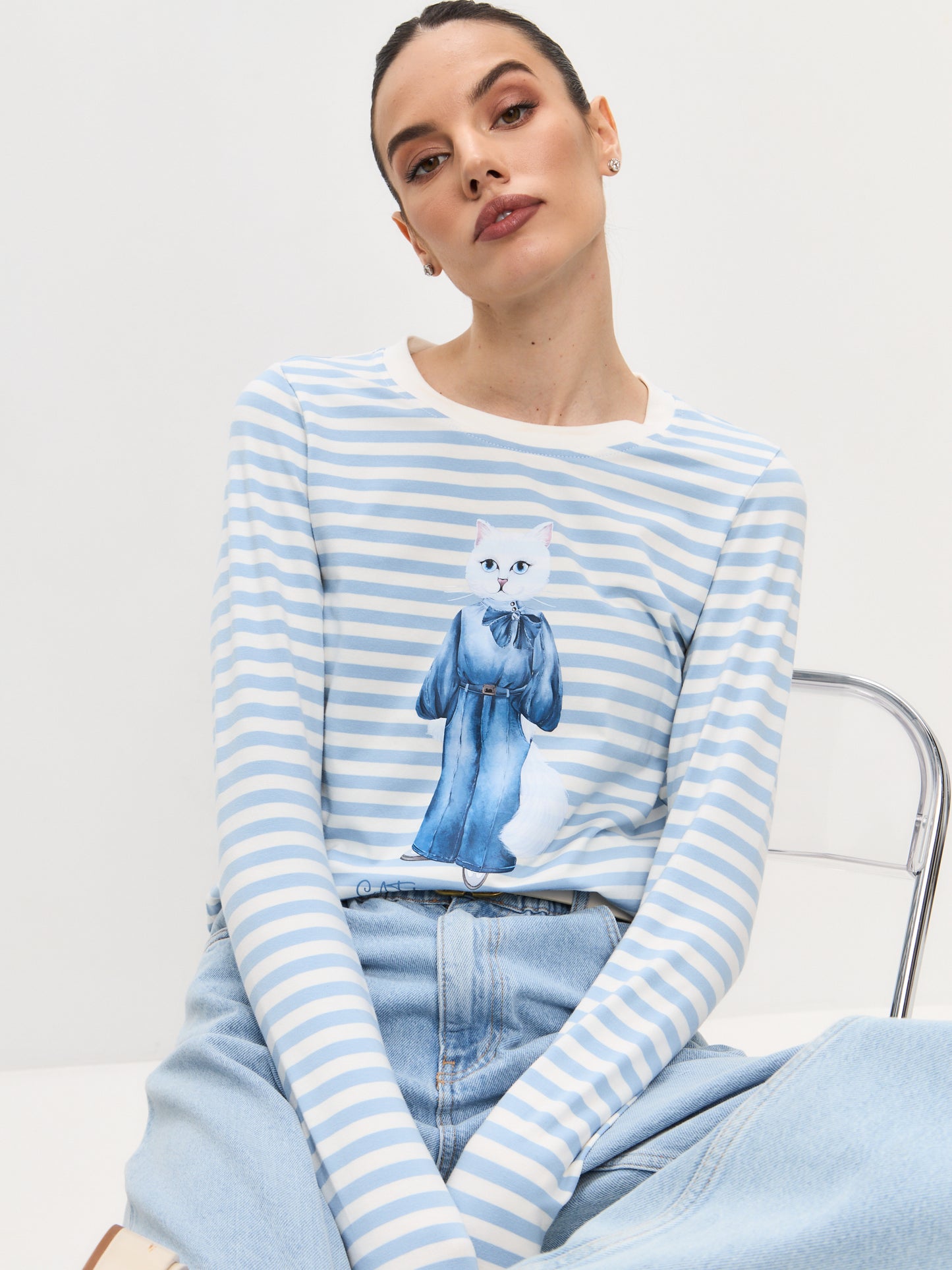 Blue Printed Longsleeve DENIM CAT - Shirt & Striped shirt