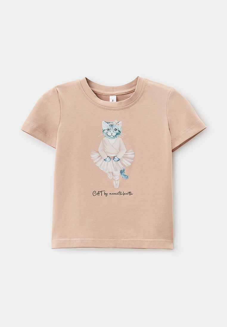 Camiseta estampada rosa BALLET CAT