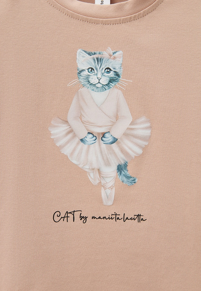 Camiseta estampada rosa BALLET CAT