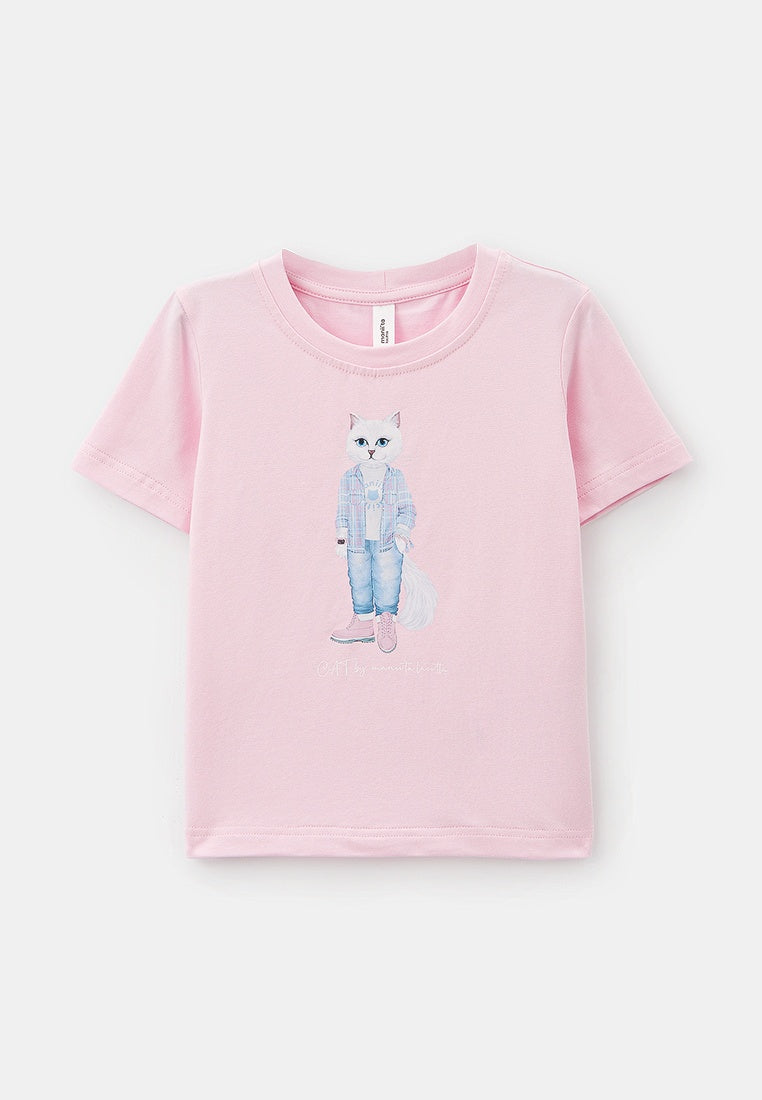 T-shirt rose imprimé CHAT DE BALLET