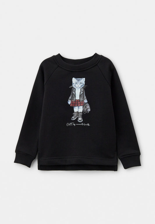 Black Printed sweatshirt ROCKER KITTY