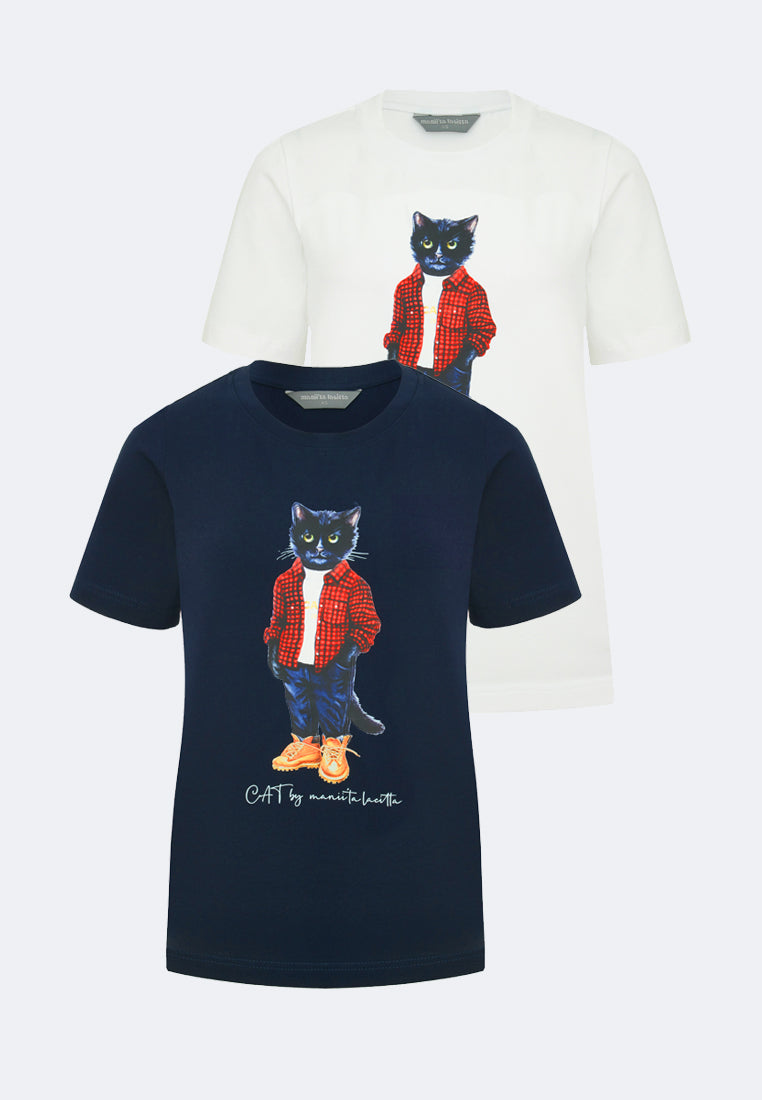 Pack of 2 printed T-shirts COUNTRY CAT - XS / Blue / Regular