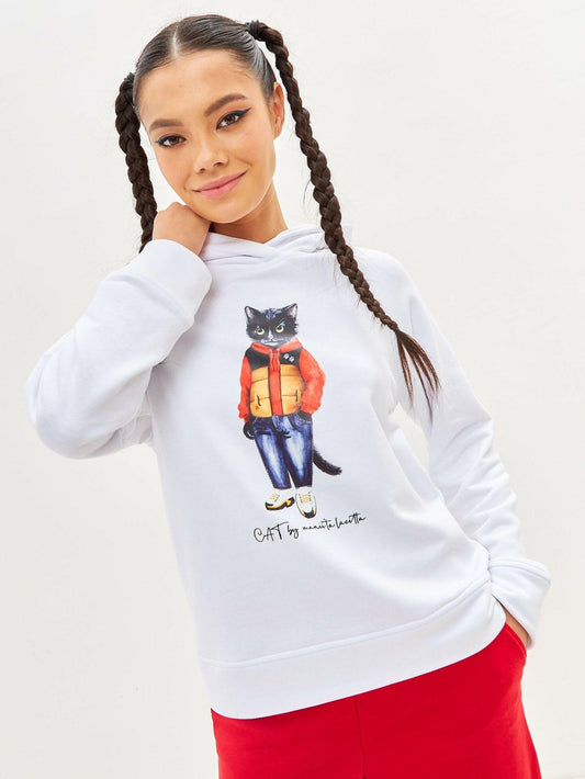 Printed Hoodie SPORT CASUAL CAT - Maniita Lacitta