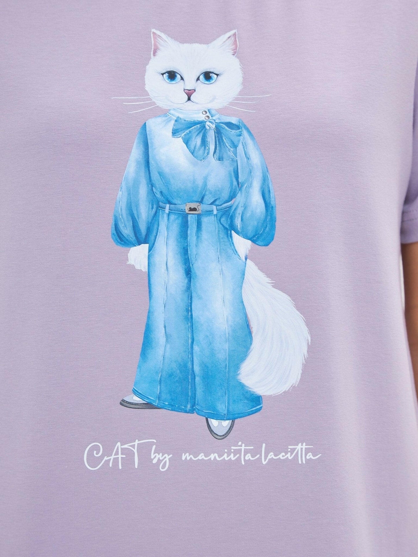 Printed T-shirt DENIM CAT - Maniita Lacitta