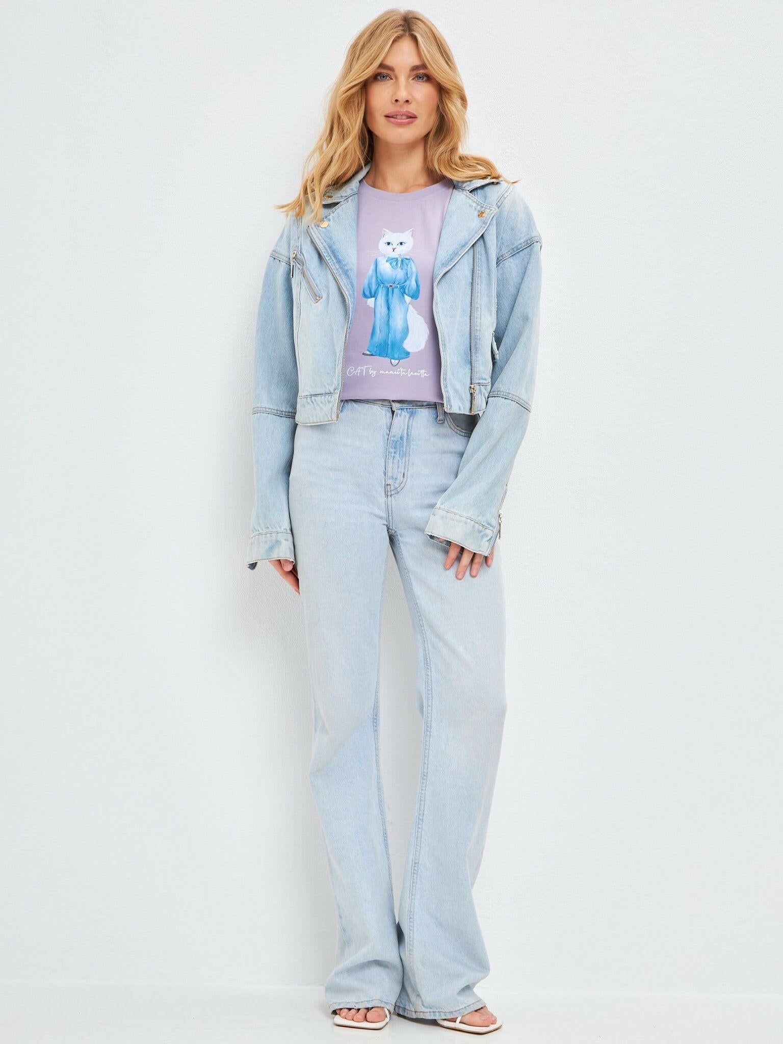 Printed T-shirt DENIM CAT - Maniita Lacitta