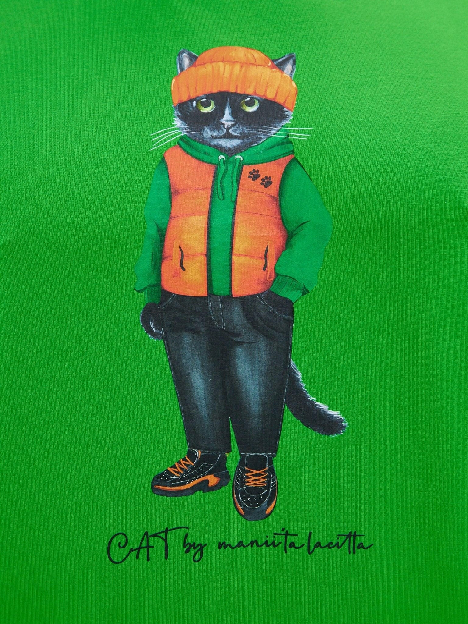 Printed T-shirt HOODIE CAT - Maniita Lacitta