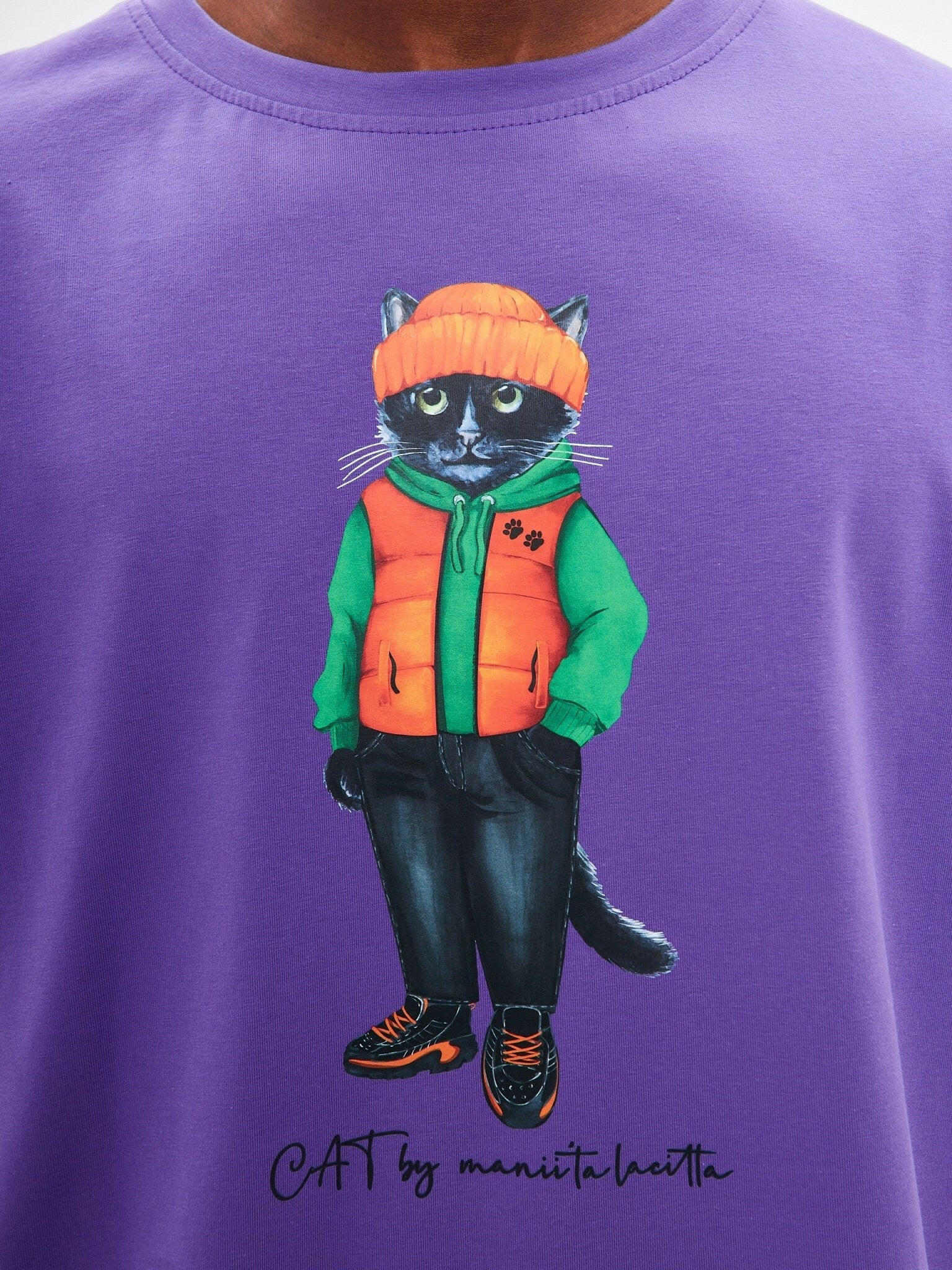 Printed T-shirt HOODIE CAT - Maniita Lacitta