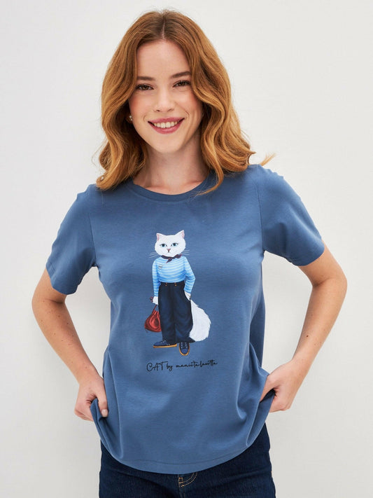 Printed T-shirt MARINER CAT - Maniita Lacitta