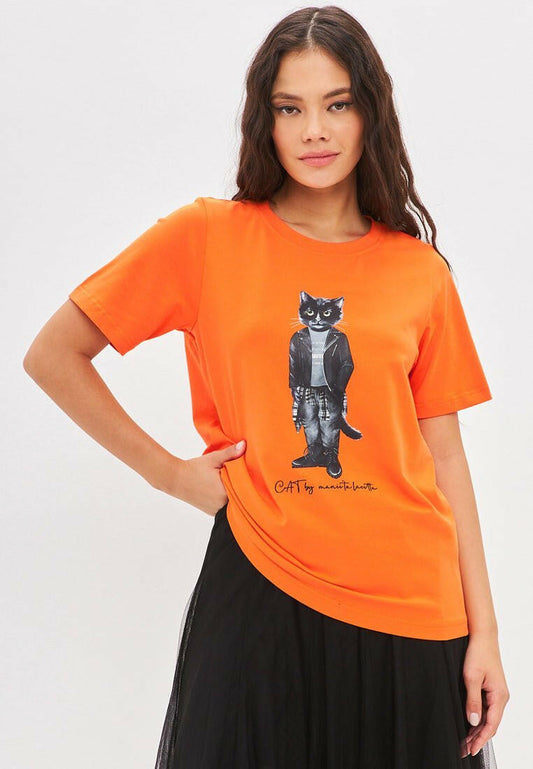 Printed T-shirt ROCKER CAT - Maniita Lacitta