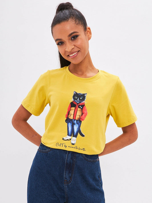 Printed T-shirt SPORT CASUAL CAT - Maniita Lacitta