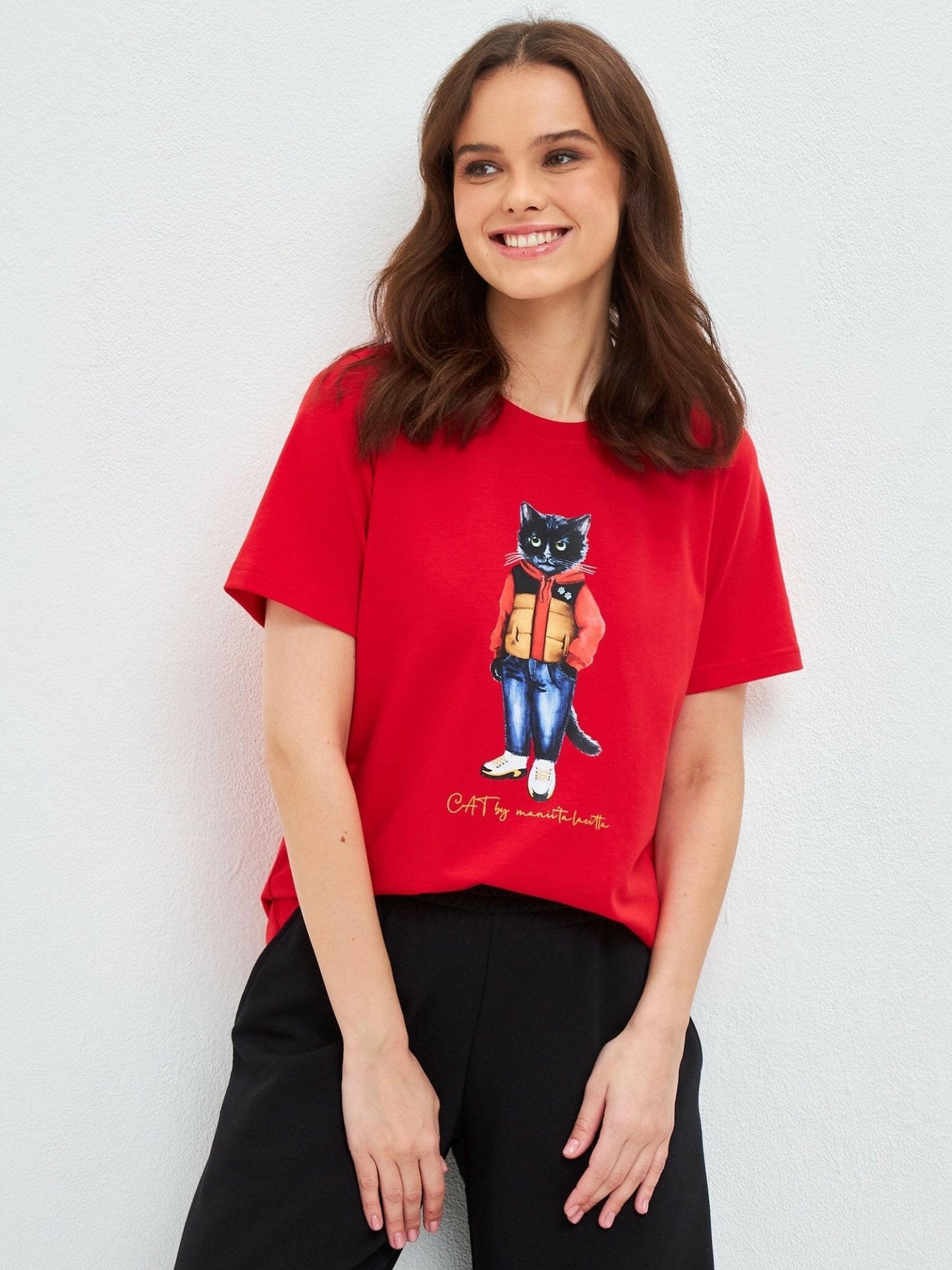 Printed T-shirt SPORT CASUAL CAT - Maniita Lacitta