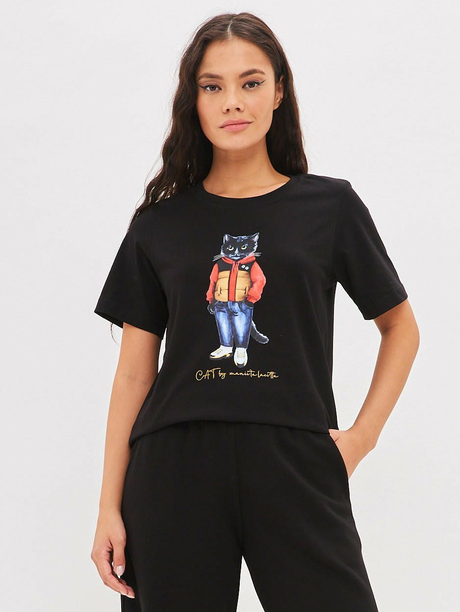 Printed T-shirt SPORT CASUAL CAT - Maniita Lacitta