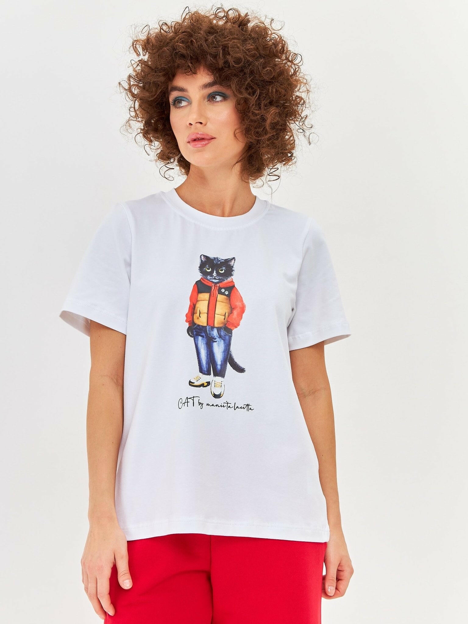 Printed T-shirt SPORT CASUAL CAT - Maniita Lacitta