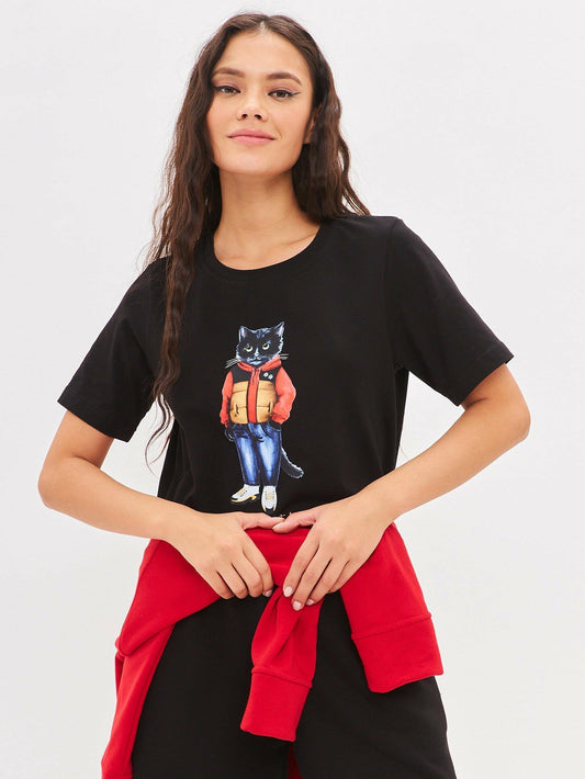 Printed T-shirt SPORT CASUAL CAT - Maniita Lacitta