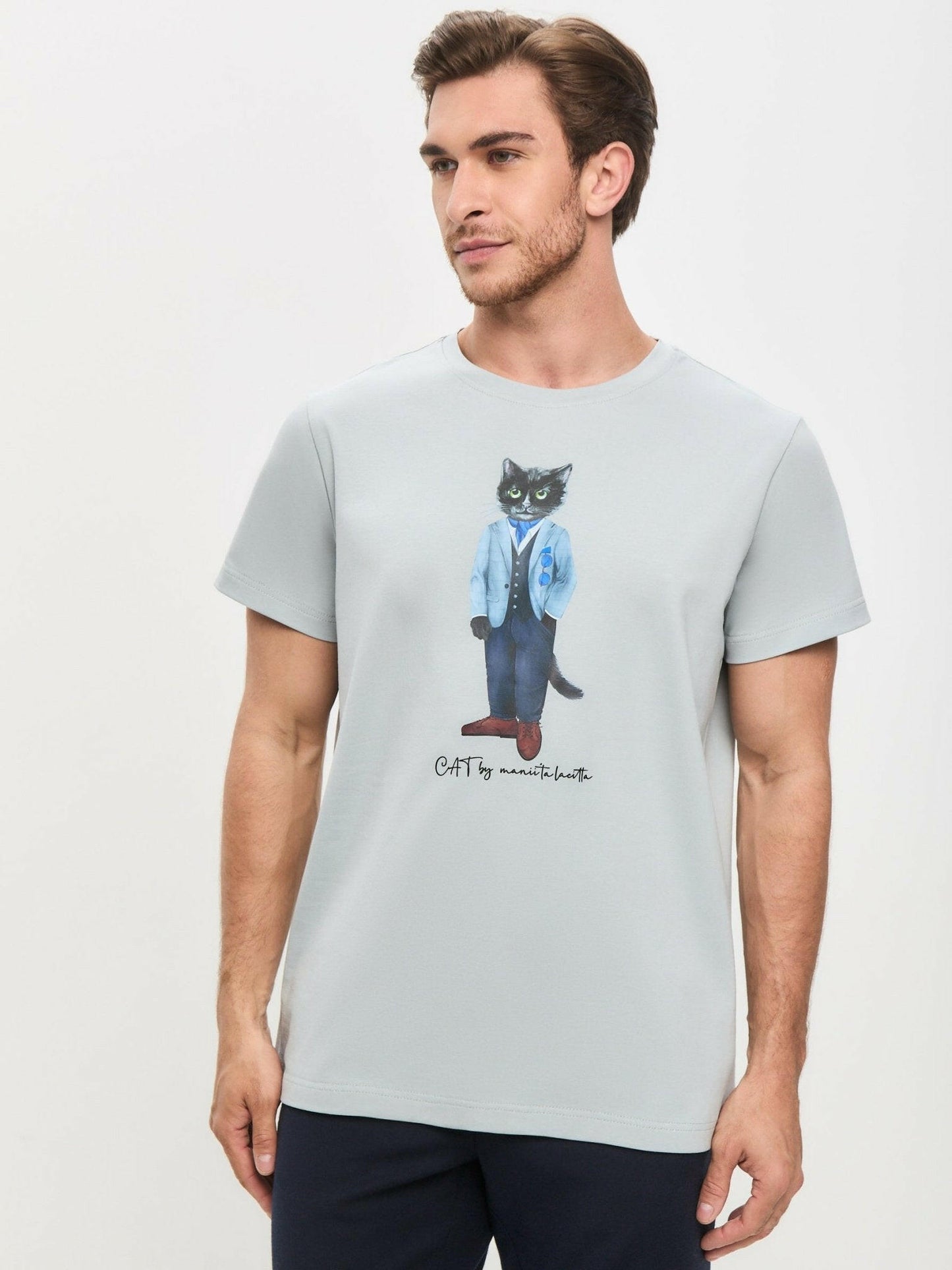 Printed T-shirt SUIT CAT - Maniita Lacitta